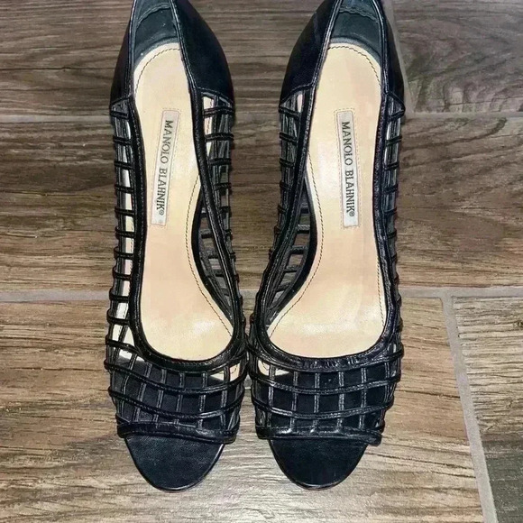 Manolo Blahnik Shoes - Manolo Blahnik Black Peep Toe Heels